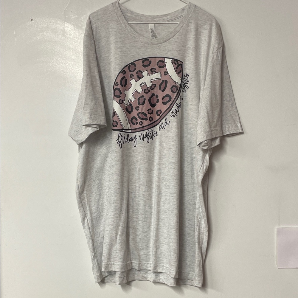 Gray Graphic T-Shirt  Leopard Football Design "Friday Nights and Stadium Lights"